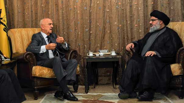 السيد نصرالله يستقبل الوزير مقبل السيد نصرالله يزور المرجع الديني بشير النجفي ويستقبل وزير الدفاع سمير مقبل