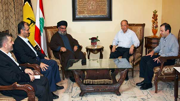 الأمين العام لحزب الله يستقبل العماد عون والبحث يتناول  الاستحقاقات الداخلية ومواجهة الخطر التكفيري